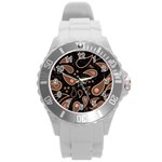 Background Beautiful Decorative Wallpaper Decor Backdrop Digital Graphic Design Trends Unique Style Round Plastic Sport Watch (L)