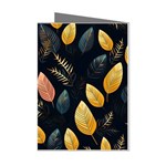 Gold Yellow Leaves Fauna Dark Background Dark Black Background Black Nature Forest Texture Wall Wall Mini Greeting Cards (Pkg of 8)
