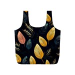 Gold Yellow Leaves Fauna Dark Background Dark Black Background Black Nature Forest Texture Wall Wall Full Print Recycle Bag (S)