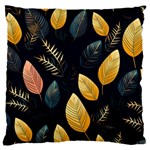 Gold Yellow Leaves Fauna Dark Background Dark Black Background Black Nature Forest Texture Wall Wall Standard Premium Plush Fleece Cushion Case (Two Sides)