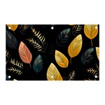 Gold Yellow Leaves Fauna Dark Background Dark Black Background Black Nature Forest Texture Wall Wall Banner and Sign 5  x 3 