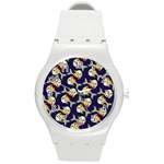 Fish Abstract Animal Art Nature Texture Water Pattern Marine Life Underwater Aquarium Aquatic Round Plastic Sport Watch (M)