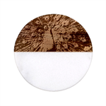 Peacock Bird Feathers Pheasant Nature Animal Texture Pattern Classic Marble Wood Coaster (Round) 