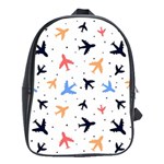 Airplane Pattern Plane Aircraft Fabric Style Simple Seamless School Bag (XL)