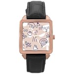 Abstract Leaf Nature Natural Beautiful Summer Pattern Rose Gold Leather Watch 