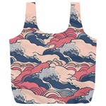 Waves Ocean Sea Water Pattern Rough Seas Digital Art Nature Nautical Full Print Recycle Bag (XXXL)