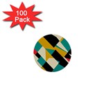 Geometric Pattern Retro Colorful Abstract 1  Mini Buttons (100 pack) 