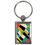 Geometric Pattern Retro Colorful Abstract Key Chain (Rectangle)
