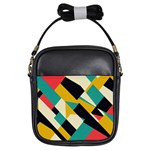 Geometric Pattern Retro Colorful Abstract Girls Sling Bag