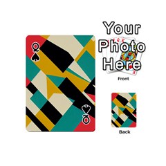 Queen Geometric Pattern Retro Colorful Abstract Playing Cards 54 Designs (Mini) from ArtsNow.com Front - SpadeQ
