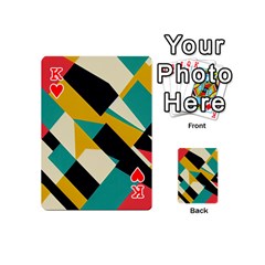 King Geometric Pattern Retro Colorful Abstract Playing Cards 54 Designs (Mini) from ArtsNow.com Front - HeartK