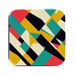 Geometric Pattern Retro Colorful Abstract Square Metal Box (Black)