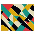 Geometric Pattern Retro Colorful Abstract Premium Plush Fleece Blanket (Medium)