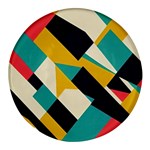 Geometric Pattern Retro Colorful Abstract Round Glass Fridge Magnet (4 pack)