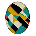 Geometric Pattern Retro Colorful Abstract Oval Glass Fridge Magnet (4 pack)