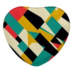Geometric Pattern Retro Colorful Abstract Heart Glass Fridge Magnet (4 pack)