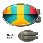 Colorful Rainbow Pattern Digital Art Abstract Minimalist Minimalism Money Clips (Oval) 