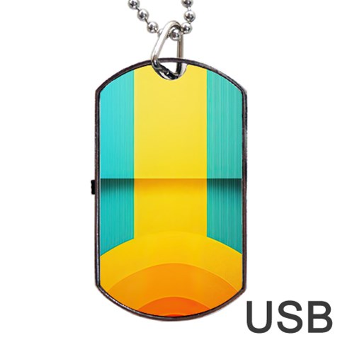 Colorful Rainbow Pattern Digital Art Abstract Minimalist Minimalism Dog Tag USB Flash (Two Sides) from ArtsNow.com Front