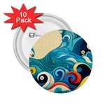 Waves Ocean Sea Abstract Whimsical Abstract Art Pattern Abstract Pattern Water Nature Moon Full Moon 2.25  Buttons (10 pack) 