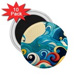 Waves Ocean Sea Abstract Whimsical Abstract Art Pattern Abstract Pattern Water Nature Moon Full Moon 2.25  Magnets (10 pack) 