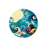 Waves Ocean Sea Abstract Whimsical Abstract Art Pattern Abstract Pattern Water Nature Moon Full Moon Magnet 3  (Round)