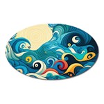 Waves Ocean Sea Abstract Whimsical Abstract Art Pattern Abstract Pattern Water Nature Moon Full Moon Oval Magnet