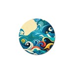 Waves Ocean Sea Abstract Whimsical Abstract Art Pattern Abstract Pattern Water Nature Moon Full Moon Golf Ball Marker (4 pack)