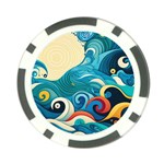 Waves Ocean Sea Abstract Whimsical Abstract Art Pattern Abstract Pattern Water Nature Moon Full Moon Poker Chip Card Guard