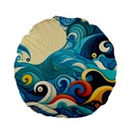 Waves Ocean Sea Abstract Whimsical Abstract Art Pattern Abstract Pattern Water Nature Moon Full Moon Standard 15  Premium Flano Round Cushions