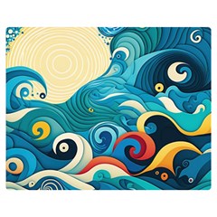 Waves Ocean Sea Abstract Whimsical Abstract Art Pattern Abstract Pattern Water Nature Moon Full Moon Two Sides Premium Plush Fleece Blanket (Teen Size) from ArtsNow.com 60 x50  Blanket Back