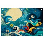 Waves Ocean Sea Abstract Whimsical Abstract Art Pattern Abstract Pattern Water Nature Moon Full Moon Banner and Sign 6  x 4 