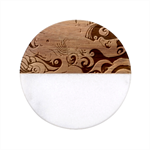 Waves Ocean Sea Abstract Whimsical Abstract Art Pattern Abstract Pattern Water Nature Moon Full Moon Classic Marble Wood Coaster (Round) 