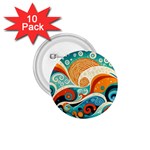 Waves Ocean Sea Abstract Whimsical Abstract Art Pattern Abstract Pattern Nature Water Seascape 1.75  Buttons (10 pack)