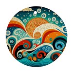 Waves Ocean Sea Abstract Whimsical Abstract Art Pattern Abstract Pattern Nature Water Seascape Round Ornament (Two Sides)