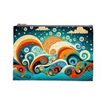 Waves Ocean Sea Abstract Whimsical Abstract Art Pattern Abstract Pattern Nature Water Seascape Cosmetic Bag (Large)