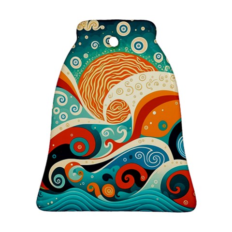 Waves Ocean Sea Abstract Whimsical Abstract Art Pattern Abstract Pattern Nature Water Seascape Ornament (Bell) from ArtsNow.com Front