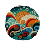 Waves Ocean Sea Abstract Whimsical Abstract Art Pattern Abstract Pattern Nature Water Seascape Standard 15  Premium Round Cushions