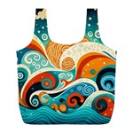 Waves Ocean Sea Abstract Whimsical Abstract Art Pattern Abstract Pattern Nature Water Seascape Full Print Recycle Bag (L)