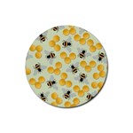 Bees Pattern Honey Bee Bug Honeycomb Honey Beehive Rubber Round Coaster (4 pack)