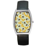 Bees Pattern Honey Bee Bug Honeycomb Honey Beehive Barrel Style Metal Watch