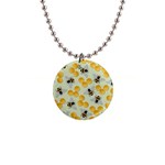 Bees Pattern Honey Bee Bug Honeycomb Honey Beehive 1  Button Necklace