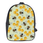 Bees Pattern Honey Bee Bug Honeycomb Honey Beehive School Bag (Large)