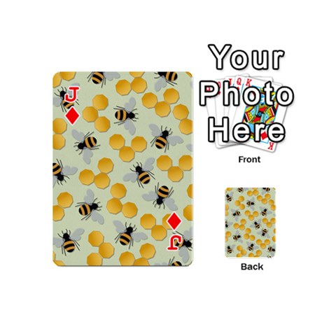 Jack Bees Pattern Honey Bee Bug Honeycomb Honey Beehive Playing Cards 54 Designs (Mini) from ArtsNow.com Front - DiamondJ