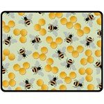 Bees Pattern Honey Bee Bug Honeycomb Honey Beehive Two Sides Fleece Blanket (Medium)
