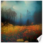 Wildflowers Field Outdoors Clouds Trees Cover Art Storm Mysterious Dream Landscape Canvas 16  x 16 