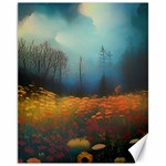 Wildflowers Field Outdoors Clouds Trees Cover Art Storm Mysterious Dream Landscape Canvas 11  x 14 