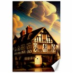 Village House Cottage Medieval Timber Tudor Split-timber Frame Architecture Town Twilight Chimney Canvas 20  x 30 