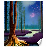 Artwork Outdoors Night Trees Setting Scene Forest Woods Light Moonlight Nature Canvas 8  x 10 