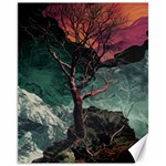 Night Sky Nature Tree Night Landscape Forest Galaxy Fantasy Dark Sky Planet Canvas 11  x 14 