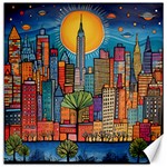 City New York Nyc Skyscraper Skyline Downtown Night Business Urban Travel Landmark Building Architec Canvas 20  x 20 